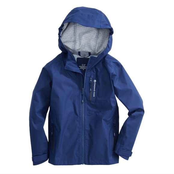 NWOT Vineyard Vines Boys Navy Blue Rain Jacket Size L (16) - Main Image